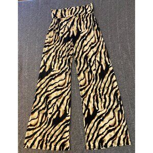 Vintage New Mix Zebra Print Palazzo Pants Medium High Waisted Stretch Wide Leg